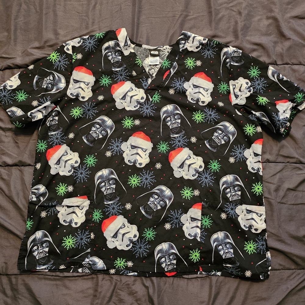 Star Wars Darth Vader Stormtrooper Christmas 2X Scrub Top
